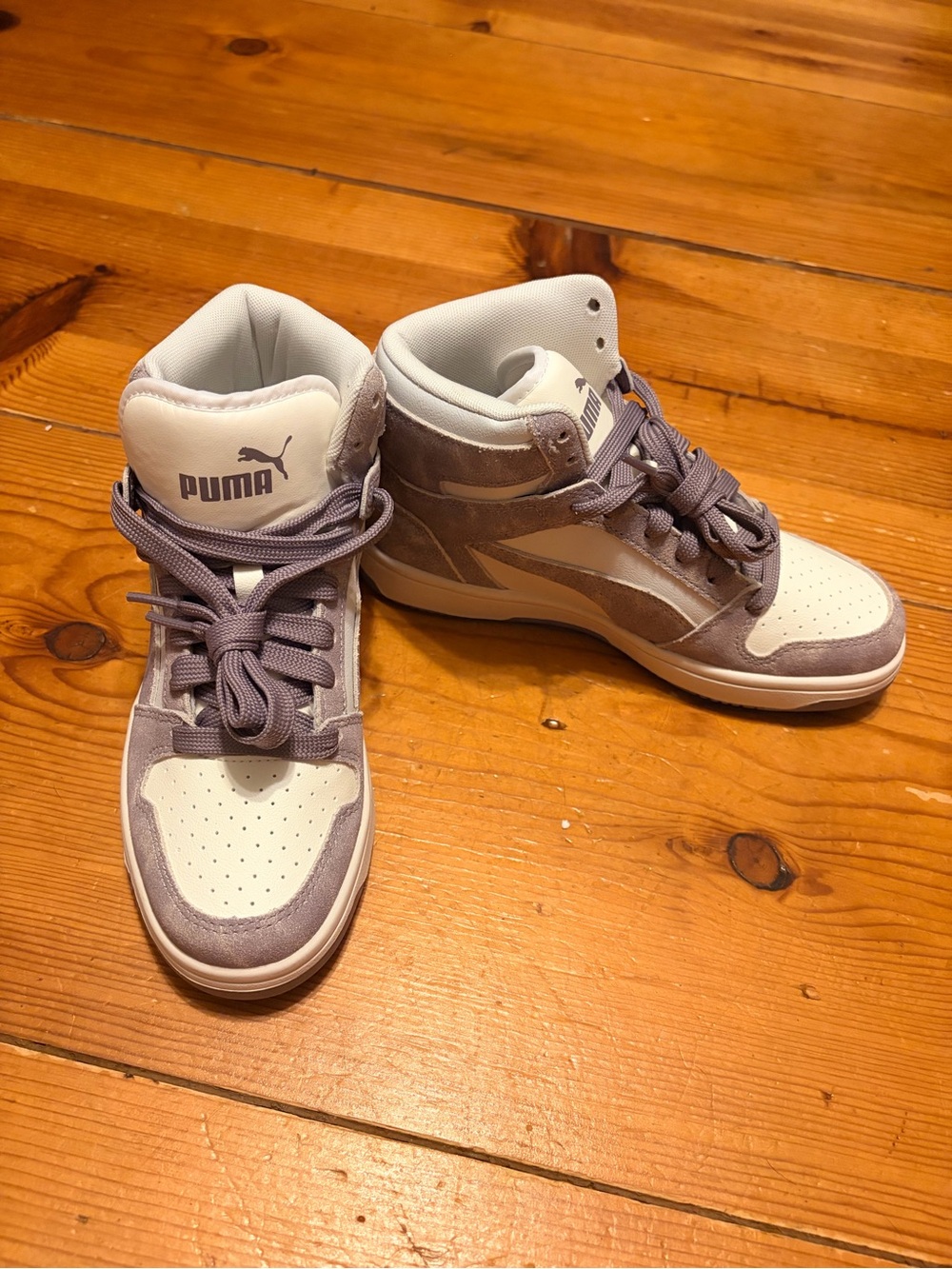 Puma Women’s High-Top Sneakers in Lavender and White